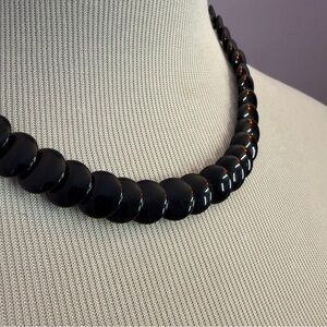 Vintage Flat Black Beaded Necklace